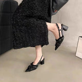 Breakj Heel Design High Heels Black Temperament Sandals Fairy Shoes Spring And Summer Women's French Sand Slippers Single