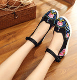 Breakj Not Include Shoe Box Single Shoes Full Size Inside Raised 5 Cm High Heels Embroidered Cloth Shoes Spring And Summer Women's
