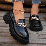 Breakj British Wind Black Leather Shoes Women 2025 Summer New Thick Soles Pedal French Lefu