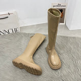 Women Long Boots Thick Sole Ladies Zipper Knight Flats Heel Boots Fashion Knee-high Boots Botas Mujer Invierno Winter