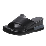 Size One Line Slippers Female 2024 Summer New Thick Bottom Slippers Female Cake Slope With Fashion High Heel