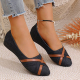 Breakj Shoes Women 2025 New Round Head Flat Bottom Lazy One Foot Pedal Women's Shoes Work