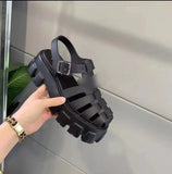 Breakj The Summer Of 2025, The New Large-Size Thick-Bottomed Hollow Waterproof Table Woven Retro Roman Baotou Sandals