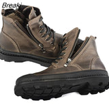 Leather Men'S Boots High Quality Leather Men Boots Plush 2023 Zipper Winter Ankle Boots Men Fur Snow