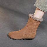 Breakj Snow Boots Women's New Short Barrel Krainian Winter Flat Bottom Anti-Slip Thick Velvet Sleeve High Cotton