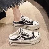 Quality Leisure After Empty Slippers Women Wear 2024 Summer New Canvas Shoes Thick Sole Half Mop Cake Women's