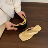 Breakj New Flat Shoes Daily Leisure Side Folded Toe Sandals Wearing Solid Color Simple Commuter