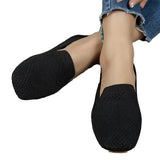 Breakj 2024 New Large-Size Square Head Flat Bottom Flying Single Shoes Women's One-Legged Casual