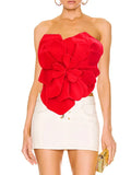 Sexy Small Vest 2025 Spring New Solid Color Three-Dimensional Flower Splicing Design