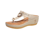 Breakj Summer Women's Thick Bottom Slippers Large-Size Clip Toe Slope And Thick Bottom Slippers Round Head Wearing
