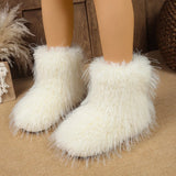 Breakj Hairy Boots Winter Warm Plus Velvet Boots Fashion Casual Snow Boots