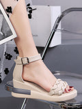 Women Summer Wedge Heel Sandals Platform Sandals Strap Open Toe Chunky Bottom Casual Shoes 2022 Gold Silver Pink