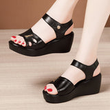 Summer New Soft Heel Sandals Women's Muffin Thick-Soled Waterproof Platform Heels Large Size 41-43 Women's