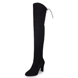NEW Sexy Party Boots Fashion Suede Leather Shoes Women Over The Knee Heels Boots Stretch Flock Winter High Botas