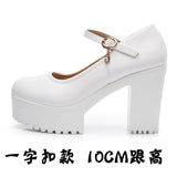 Breakj Head Shallow Mouth 8CM High Heels Waterproof Table Thick-Bottomed Cheongsam Shoes Model Show Shoes Magic Sticky Women Singles