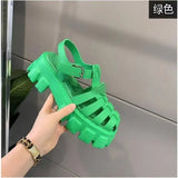 Breakj The Summer Of 2025, The New Large-Size Thick-Bottomed Hollow Waterproof Table Woven Retro Roman Baotou Sandals