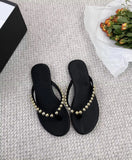 Breakj Pearl Leather Flat-Bottomed Flip-Flops Women Wear The New Summer 2025 Summer New Trendy Beach Feet Cool