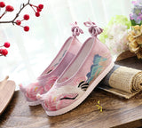 Breakj Shoes Hanfu Shoes Ancient Style Female Embroidered Cloth Shoes Inside The Raised Head Ancient Costume Shoes Cloth Shoes