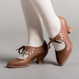 Station 2024 Spring New Hollowed-Out High-Heel Lace Large-Size Women's Casual