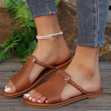 Breakj Size 2024 New Summer Slippers Women's Pure Color Woven Simple Everyday Beach