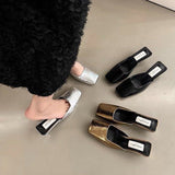 Temperament Bag Head Half Slippers Women's Spring And Summer 2025 New Square Head Silver Fashion Evening High And Women's