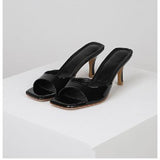 Breakj Leather High And Cool Slippers Women In The Summer Of 2025 New British Wind Square And Wear Large-Size Women's