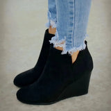 Toe Booties Winter Women Leopard Ankle Boots Footwear Platform High Heels Wedges Shoes Woman Bota