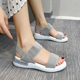 Breakj Sandals Women's Elastic Tension 2023 Summer New Students Wear Fairy Wind Roman Beach Women's Shoes Outside The Flat