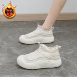 Breakj Women's Shoes Cotton Shoes 2024 Winter New Add Velvet Versatile Female Student Tide Warm Thick Bottom Recreational Snow Boots