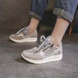 Large Single Shoes Women's New British Sports Shoes Women's Middle Heel Lace-Up Running