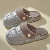 Breakj Fur Couple Cotton Slippers Women Wear Detachable Warm Waterproof And Velvet Indoors