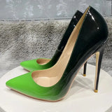 Gradient Colors Collection Women Pointy Toe High Heel Party Shoes Fashion Designer Comfortable Slip On Stiletto