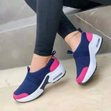 Women's Casual Shoes Solid Color Knitted Mesh Air Cushion Sneakers Comfortable and Lightweight Outdoor Non-slip Running