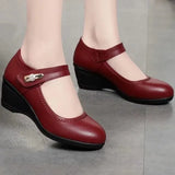 De Mujeres Women Cute Sweet Red Slip on High Heel Shoes Lady Casual Comfortable Autumn Pumps Female Black Shoes
