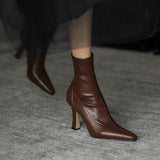 New High-Heeled Boots Korean Version Of Online Celebrities Thin Boots Tipped OL Commuter And Ankle Short Women's