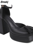 High Heeled Women Pumps 2023 Vintage Buckle Mary Jane Shoes Great Quality In Spring Summer All-match Temperament