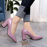 New Style Pointed Sexy Thick Heel Shoes Solid Color Fashion Versatile Shoes Wedding Banquet Celebrity Style Talon