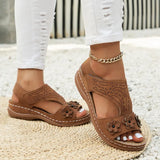 Women's Flowers Wedge Sandals Summer 2023 Plus Size 43 Platform Walking Sandalias Mujer Lightweight Non Slip Roman Shoes