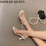 Luxury Rhinestones Women Sandals Elegant Stiletto High Heels Slingback Gladiator Sandal Slip On Slippers Bling Slides
