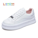 Platform White Sneakers Women Sports Shoes 2021 New PU Leather Flat Vulcanized Casual Shoes Walking Tennis Female