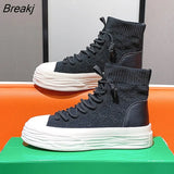 American New Women's Socks Shoes Summer Thin Section Breathable Knitted Elastic Socks Boots Casual High-top Shoes