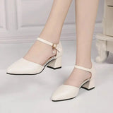 De Mujer Lady Cute Light Weight Spring & Summer Black Patent Leather Square Heel Buckle Shoes Sapatos Femininas