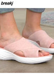 Women Sandals 2023 New Summer Sandals Soft Bottom Wedges Chaussure Femme Casual Low Heels Summer Shoes For Women Slippers