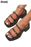 New Platform Sandals Ladies High Heels Summer Women's Shoes Wedge Sandals Open Toe Shallow Solid Color Buckle
