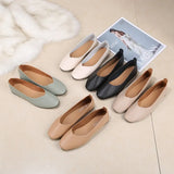 Chunsen Female Flat-Soled Square-Headed Single Shoes Two Shallow-Mouthed Pregnant Grandmother Shoes Retro Semi-Dragging Fairy Lazy
