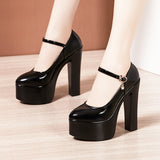 High Heel 15CM Cheongsam Model Catwalk Shoes Women's Thick Soles Waterproof Table Pointed Professional Work Shoes Large Size Women's Singles