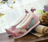 Breakj Shoes Hanfu Shoes Ancient Style Female Embroidered Cloth Shoes Inside The Raised Head Ancient Costume Shoes Cloth Shoes