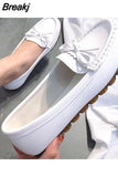 Leather Flats Casual Slip On Loafers Woman Shoes Comfortable Soft Bottom Flat Shoes Vintage Style Woman