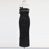 2025 Spring New Bra Open Shoulder Tight Dress Three-Dimensional Love Elegant Shoulder Dress Dress Dress
