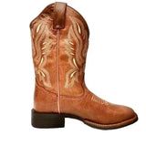 Breakj Sui Coarse And The Western Cowboy Boots V Mouth Embroidered Sleeve Rider Boots Retro Mid-Head